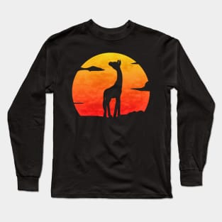 Giraffe At Sunset Long Sleeve T-Shirt